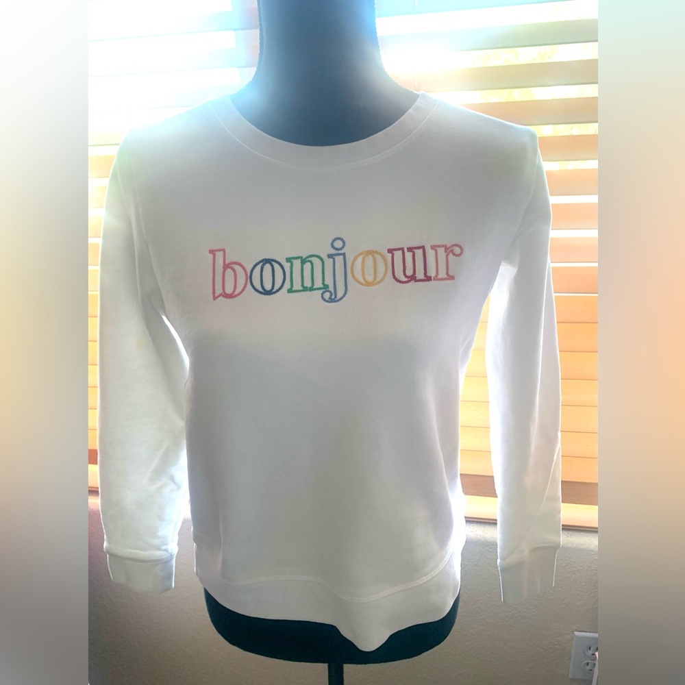 J. Crew embroidered Bonjour sweatshirt